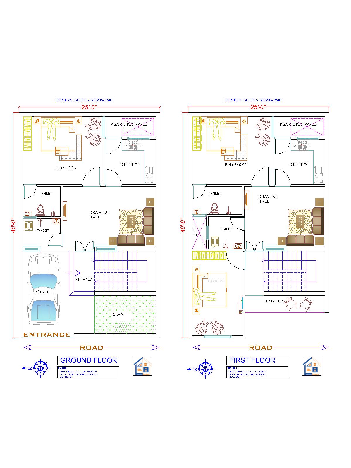 GROUND & FIRST FLOOR II 25X40 II DOUBLE FLOOR-05