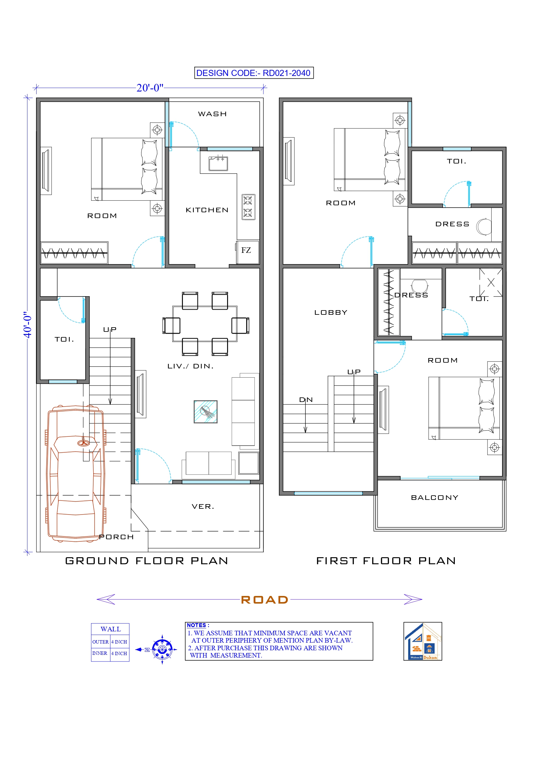 GROUND & FIRST FLOOR II 20X40 II SMALL HOUSE-021