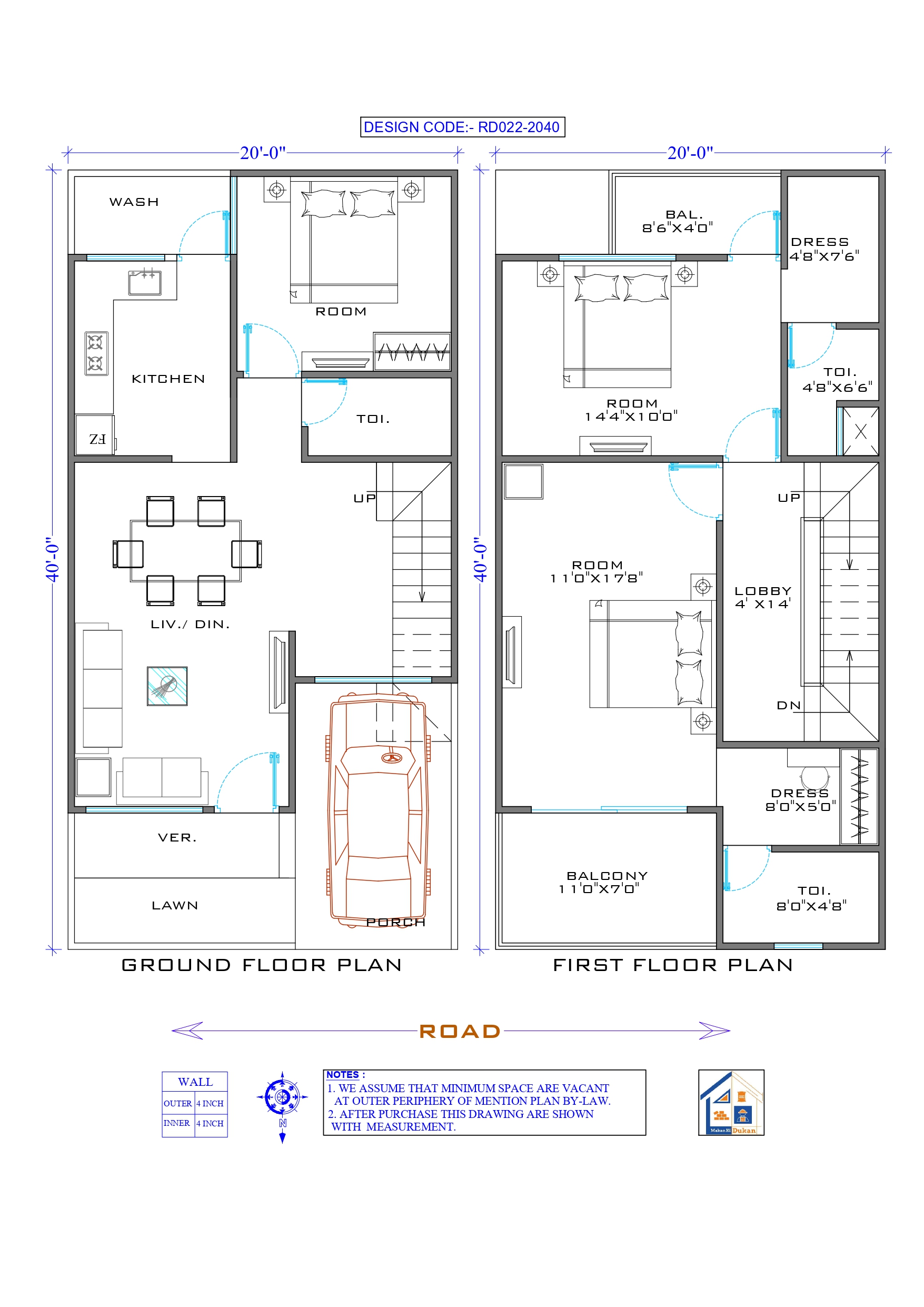 GROUND & FIRST FLOOR II 20X40 II SMALL HOUSE-022