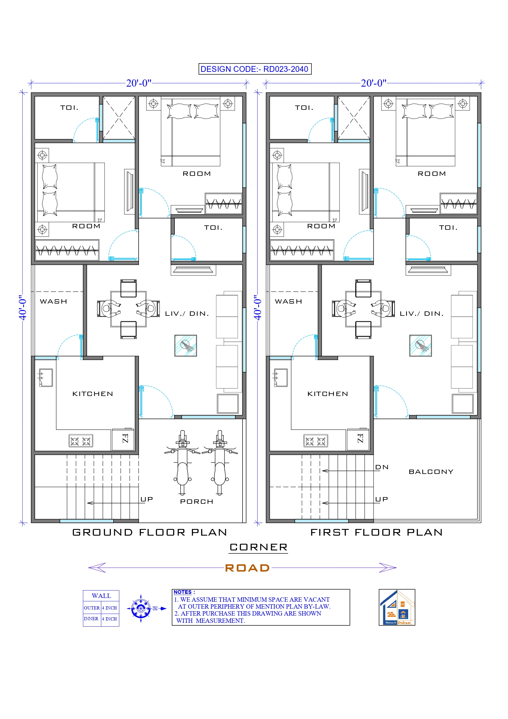 GROUND & FIRST FLOOR II 20X40 II SMALL HOUSE-023
