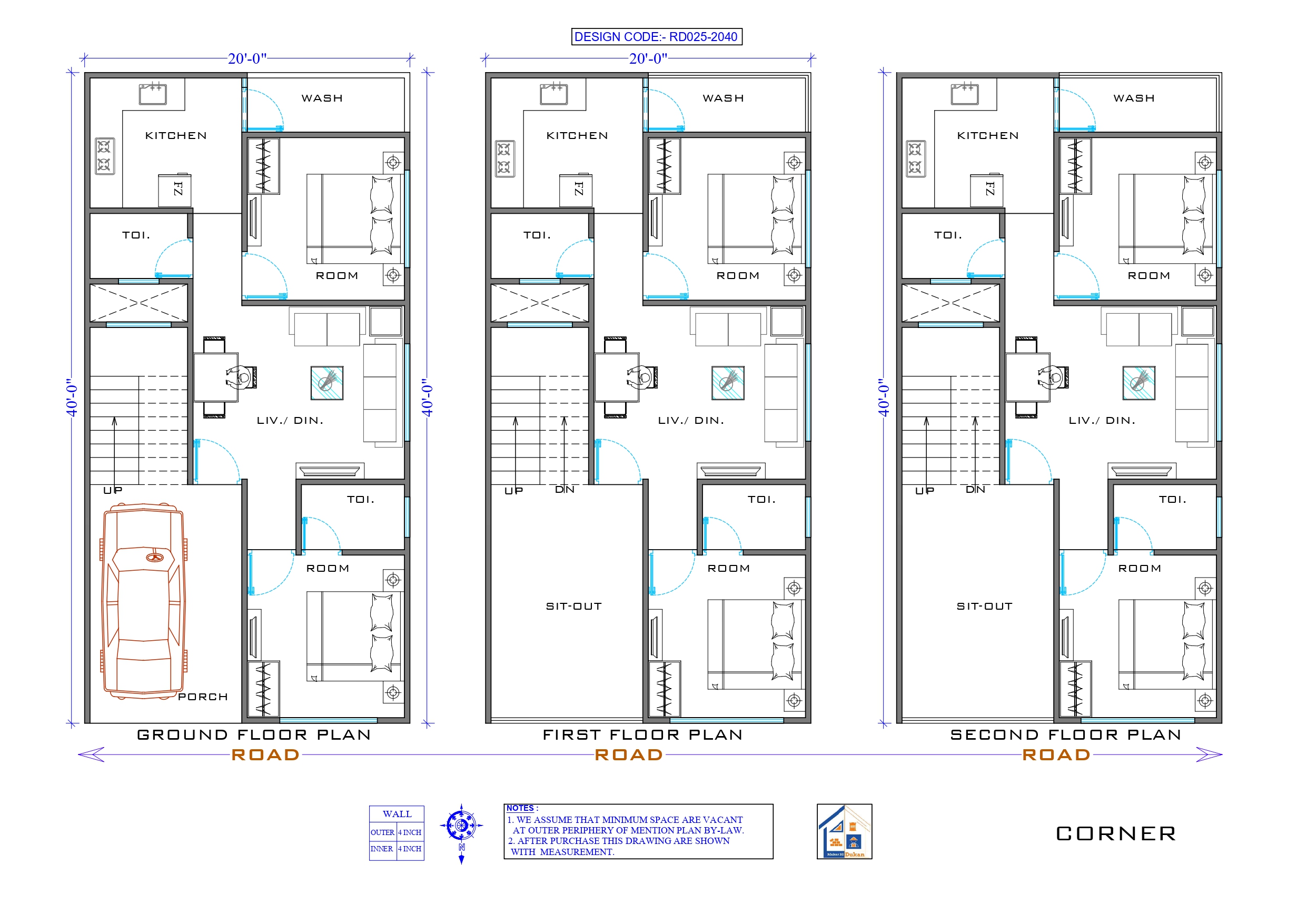 GROUND+2 FLOOR II 20X40 II SMALL HOUSE-025
