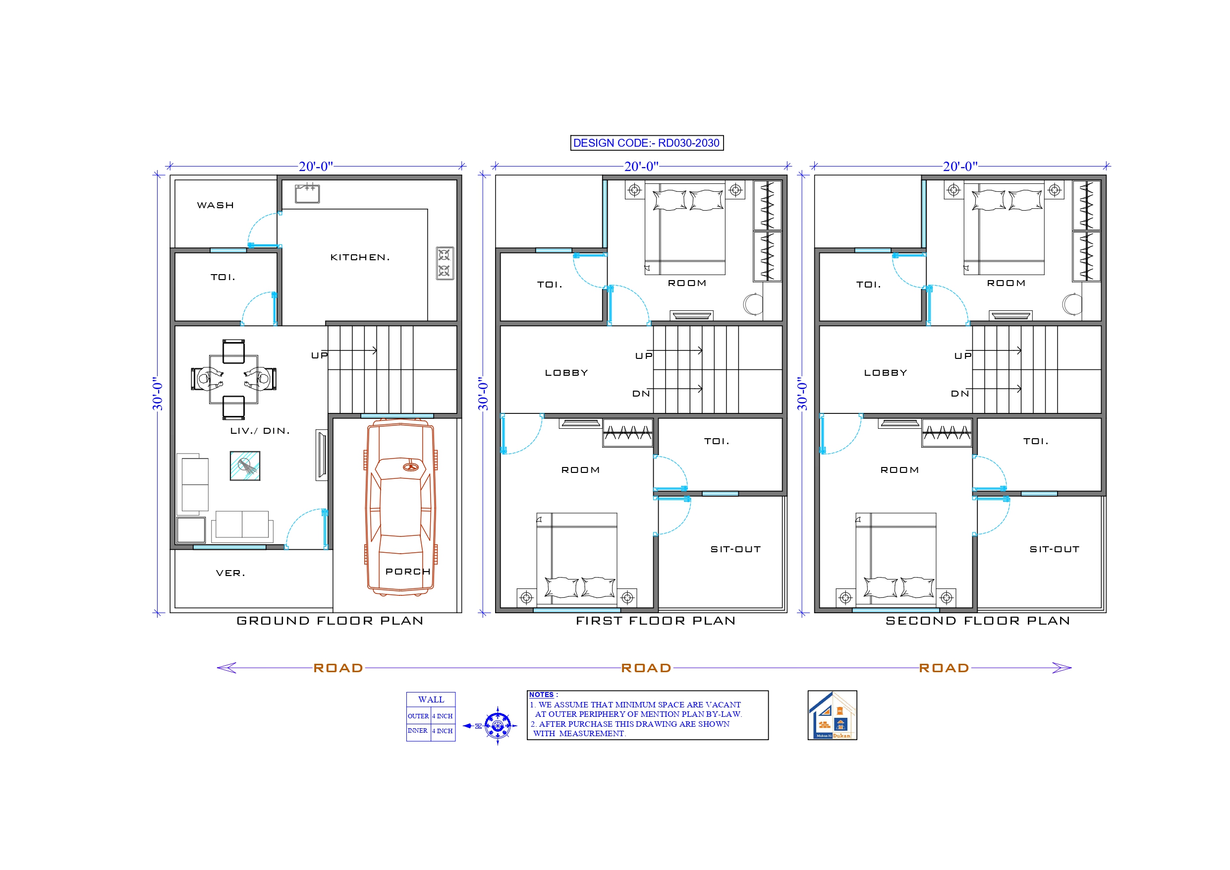 GROUND+2 FLOOR II 20X30 II SMALL HOUSE-030