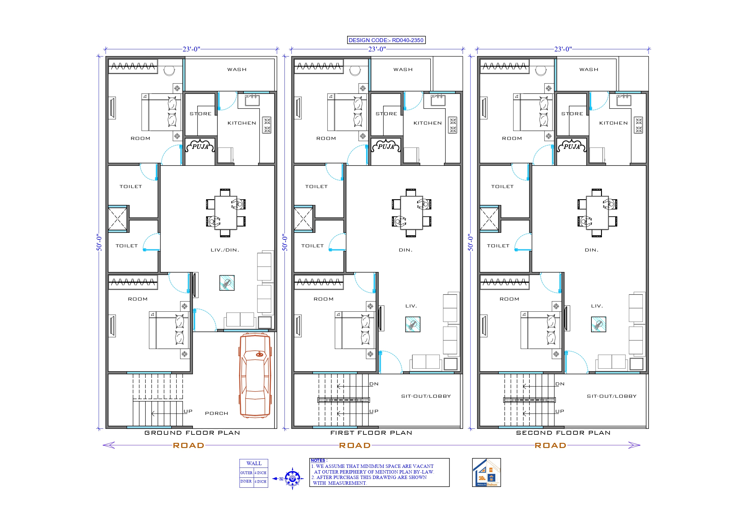 GROUND+2 FLOOR II 23X50 II SMALL HOUSE-040