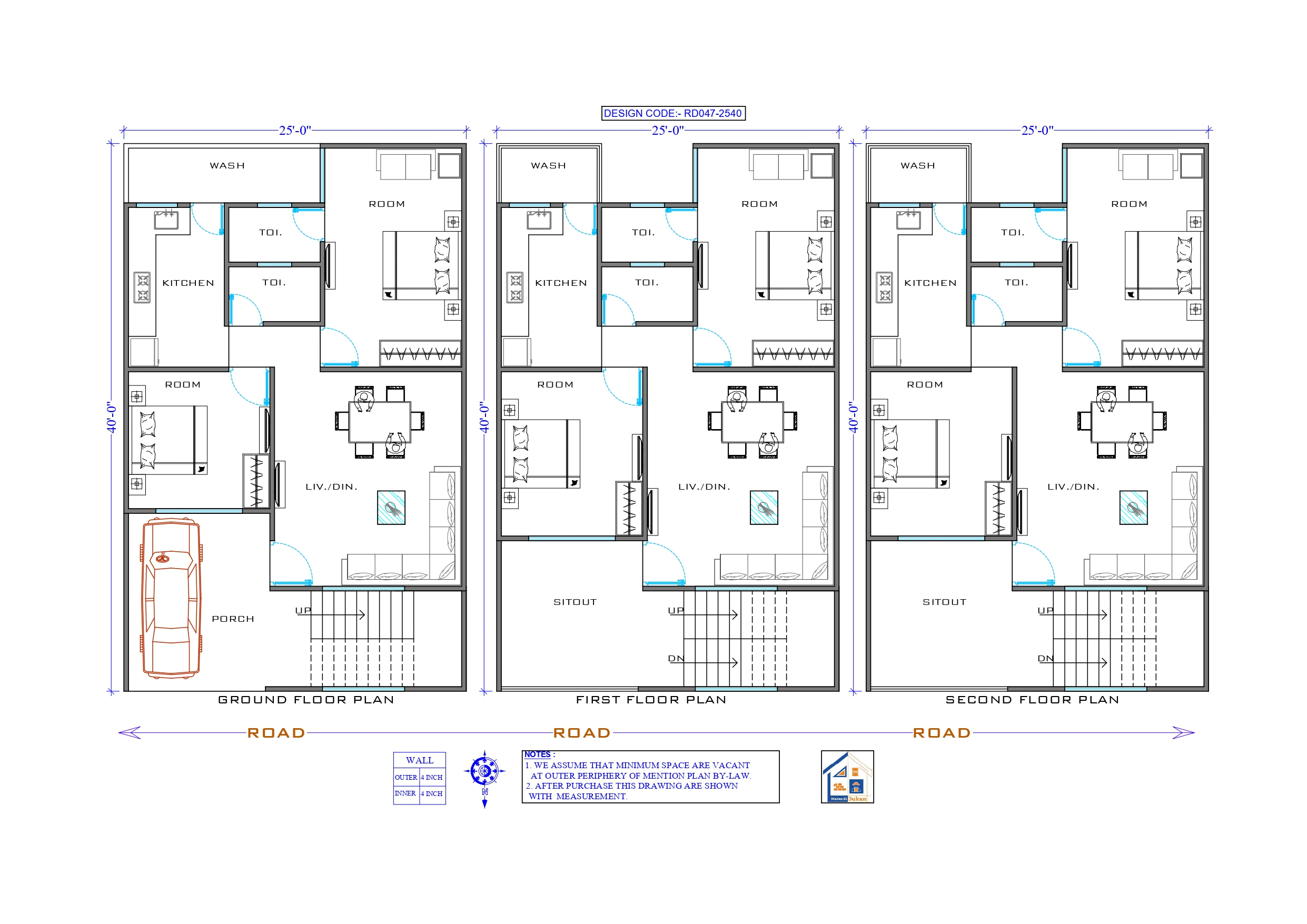 GROUND+2 FLOOR II 25X40 II SMALL HOUSE-047