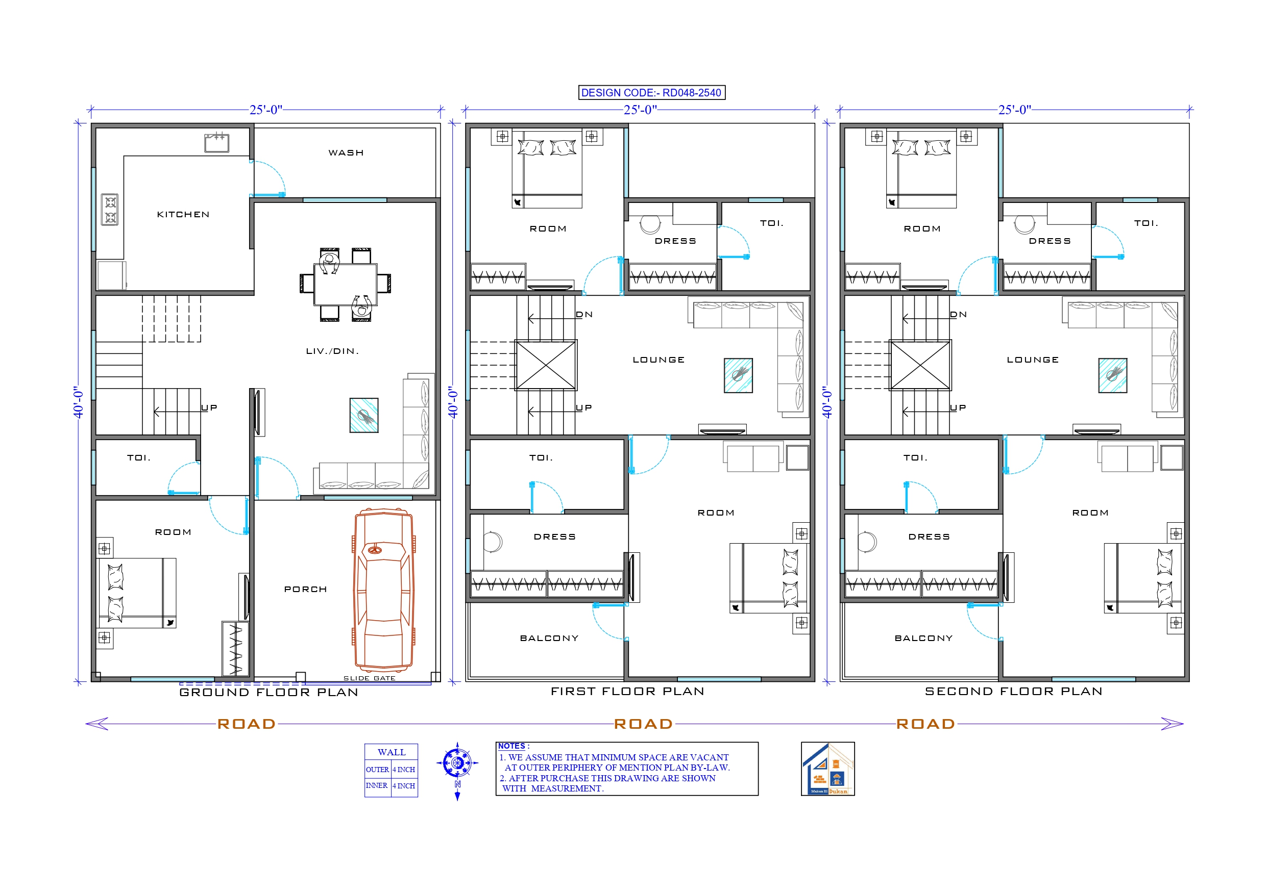 GROUND+2 FLOOR II 25X40 II SMALL HOUSE-048