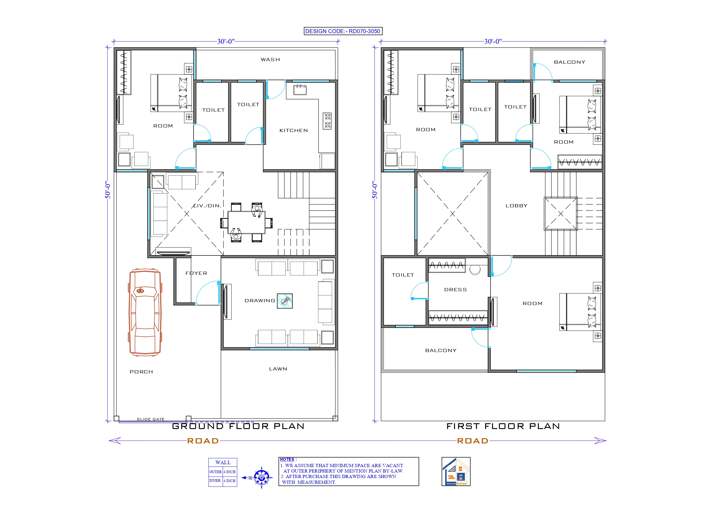 GROUND & FIRST FLOOR II 30X50 II LUXURY HOUSE-070