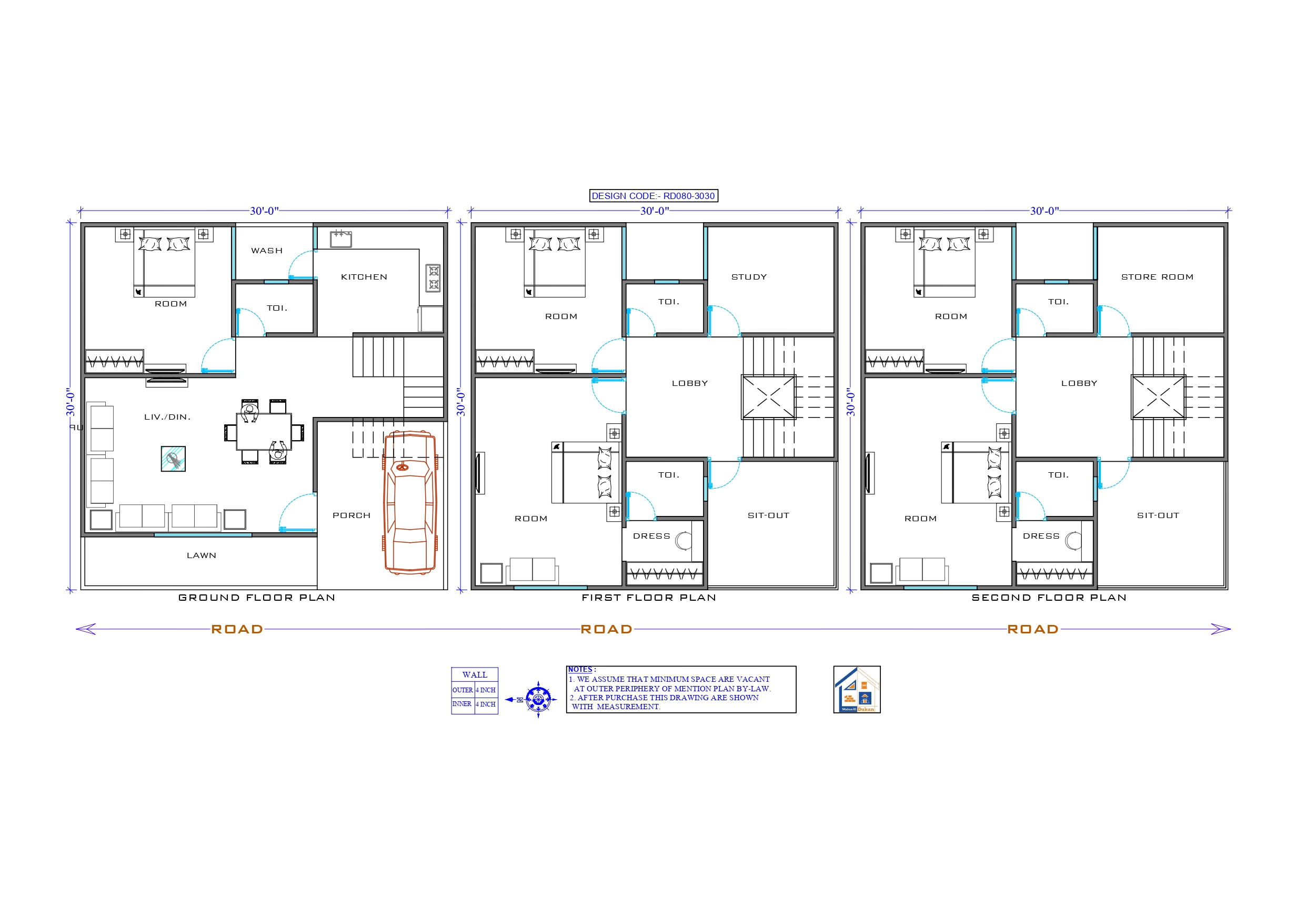 GROUND+2 II 30X30 II LUXURY HOUSE-080