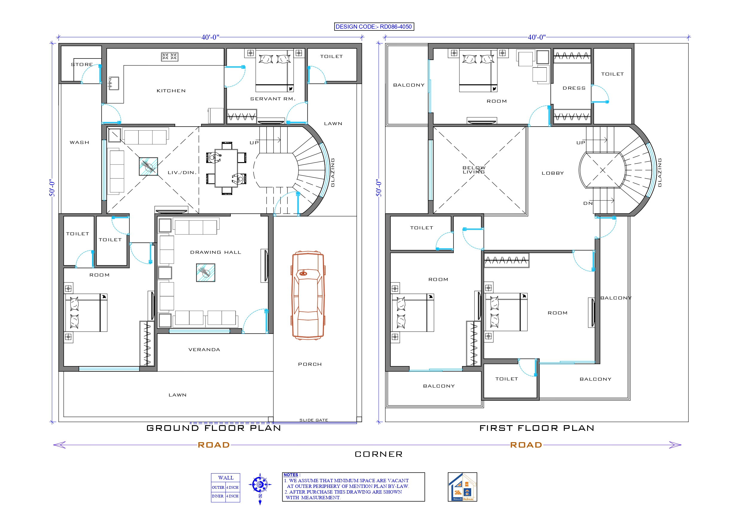 GROUND & FIRST FLOOR II 40X50 II LUXURY HOUSE-086