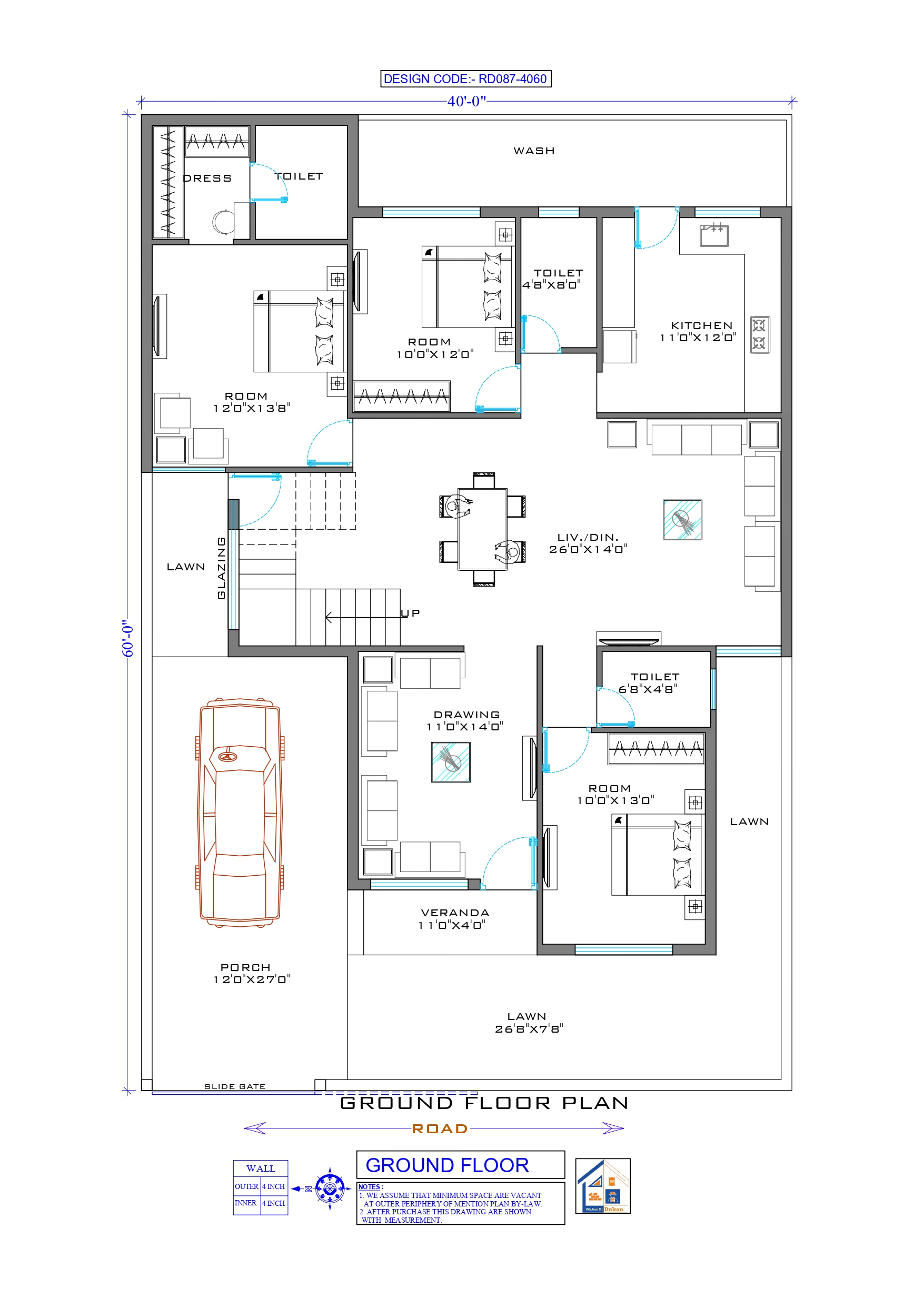 GROUND FLOOR II 40X60 II LUXURY HOUSE-087
