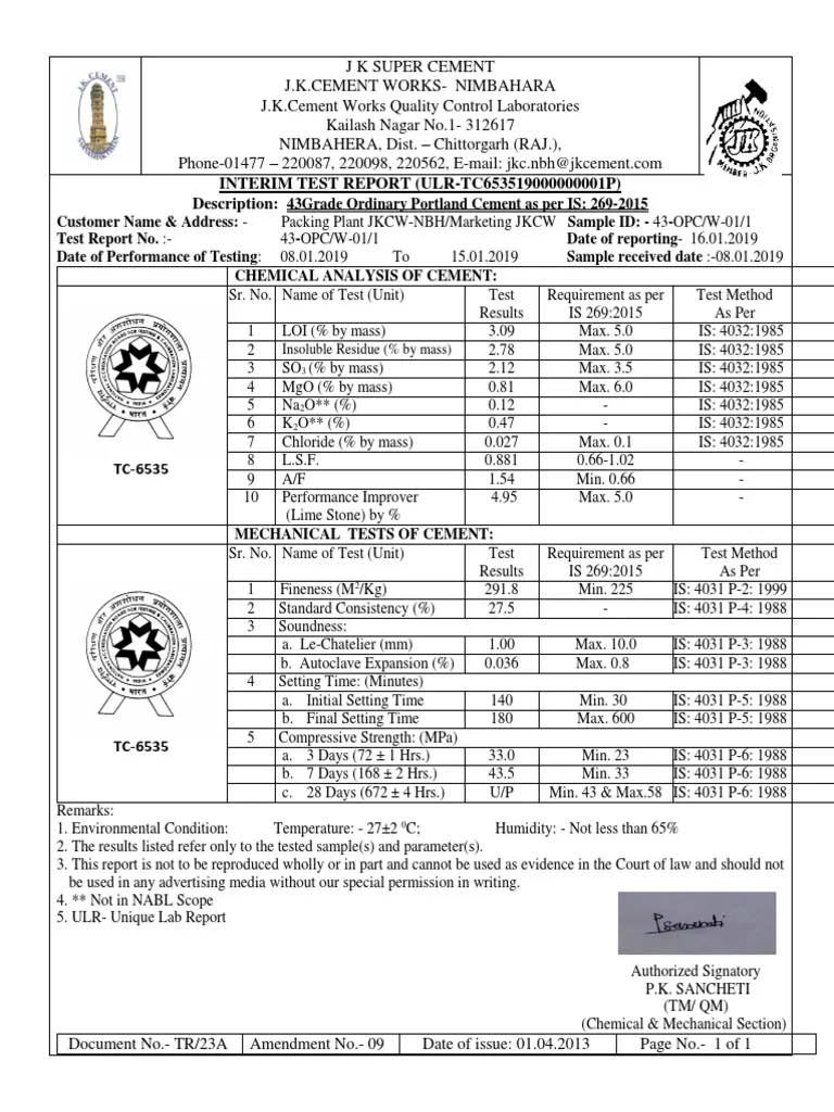 JK Super OPC Cement (Grade 43)