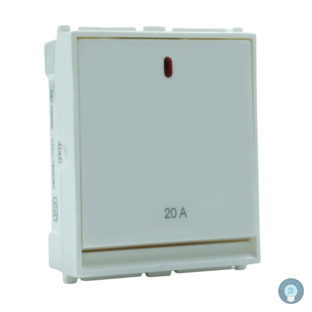 AERO 20AMP SWITCHES 240V-(2 MODULE) 1 WAY SWITCH WITH INDICATOR