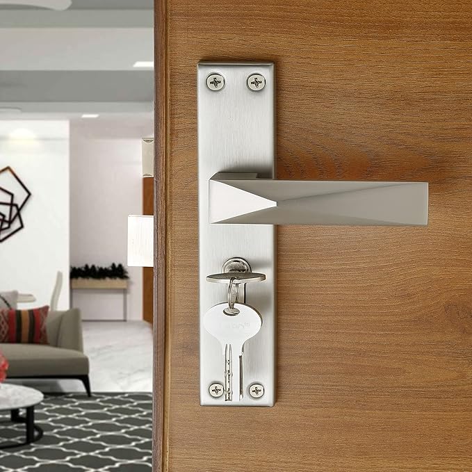 LAPO Heavy Duty Main Door Lock Set for Home, Mortise Handles with Keys and 60mm Cylinder, 45x45 mm Lockbody, Handle Lock for Bedroom, Office, Hotel (Satin Matt Finish,3 Years Warranty) Cy-131