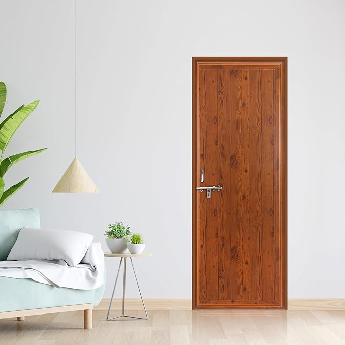 LAPO PVC Door for Bathroom and Kitchen, 6.5 Feet - 30mm Thickness, 12 Kg Weight (30x78 Inch, 6.5 x 2.5 Feet) With Fitting Accessories Kit, Wooden Color, Brown