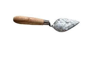 Mini Masonry Trowel with Wooden Handle, Metal Blade, Civil Building Construction Tool for Wall Plastering & Design Work | Karni/Kanni