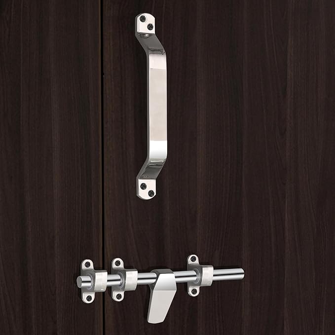 Plantex Stainless Steel Door Kit for Single Door/Door Hardware/Door Accessories (10 inch Al-Drop,8 inch Latch, 7 inch 2 Handles,7 inch Tower Bolt and 4 inch Door Stopper) - (DMAL-02-Combi)