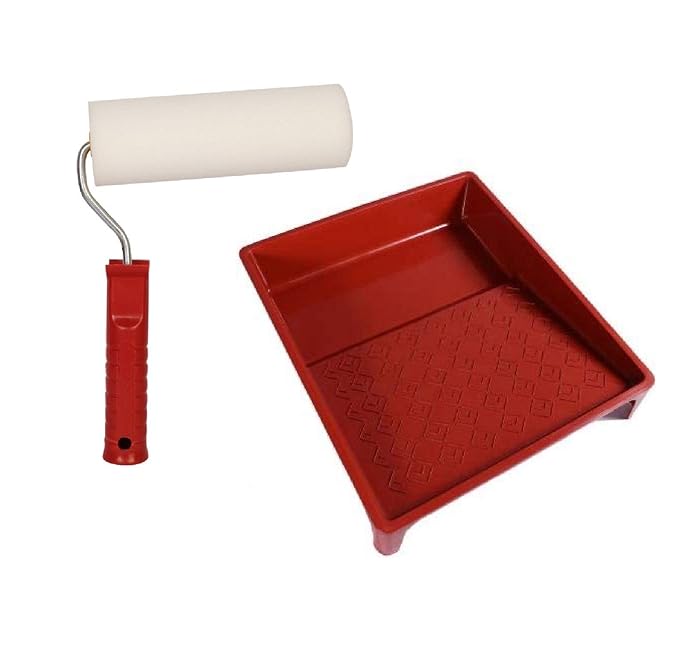 KAPIL Painting Tools Combo of 1 Premium Paint Tray for 9" Paint Rollers, and 1 KAPIL Wall Paint 6 INCH Foam Roller (Imported Premium) - White Colour
