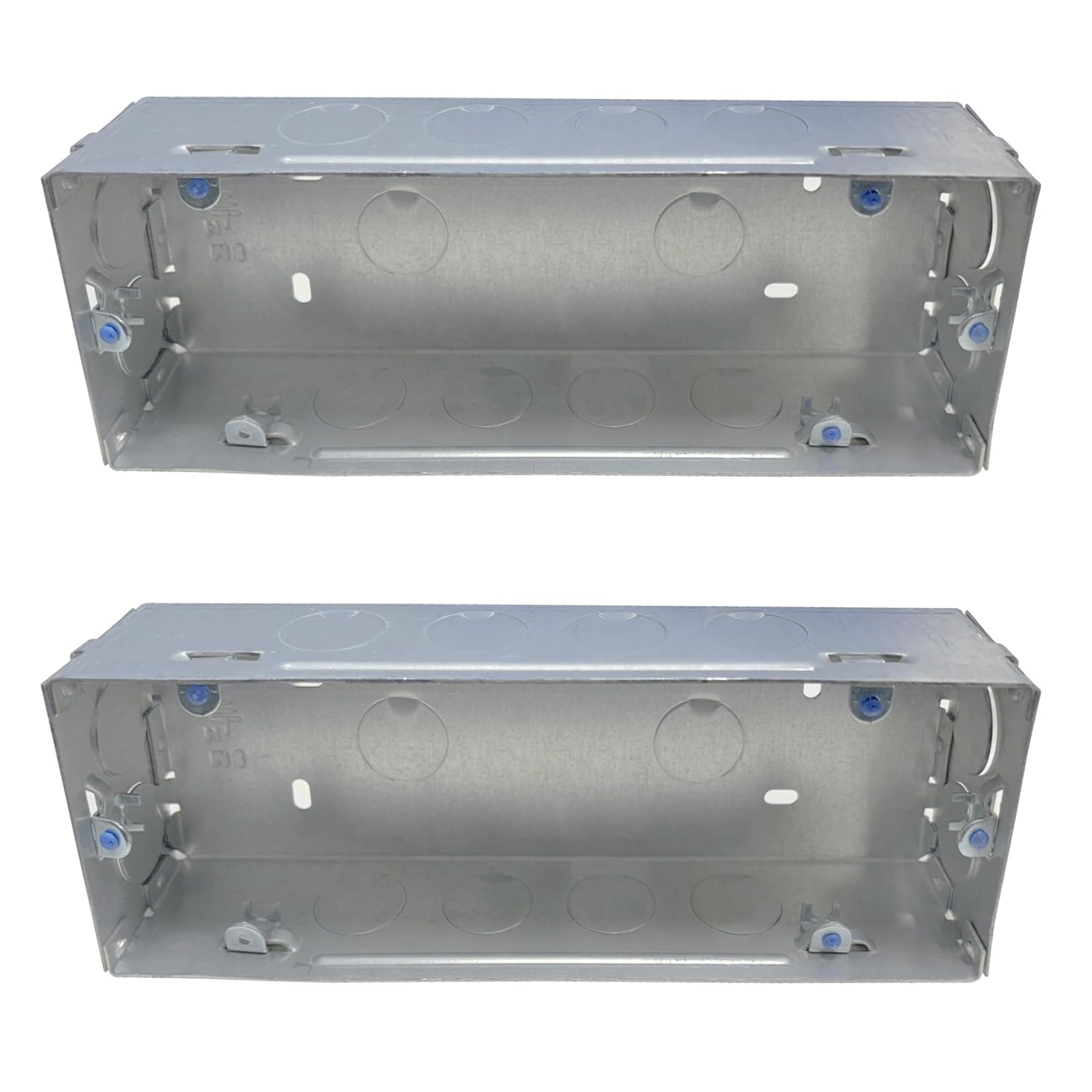 Lavin Online Shop GI Sheet Metal Modular Box 8 Module, Excellent Quality Rustproof Galvanized Iron Heavy Duty Flush Mounting Electrical Junction Box, 18 Gauge thick 9x3 Junction Box 2Pc