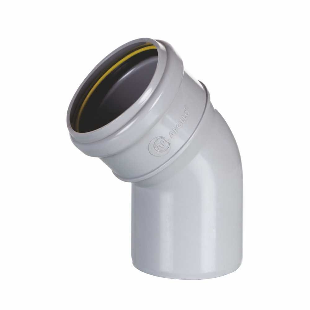 APOLLO BEND 45 DEGREE SWR FITTING WITH RINGS UPVC PIPE FITTINGS